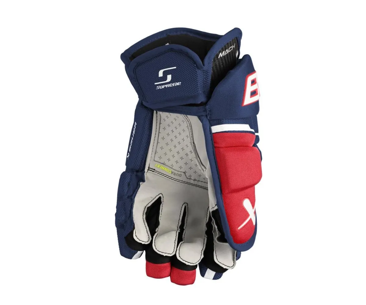 Hockey Gloves Intermediate^BAUER Hockey Gloves Supreme Mach Int Navy/Red/White