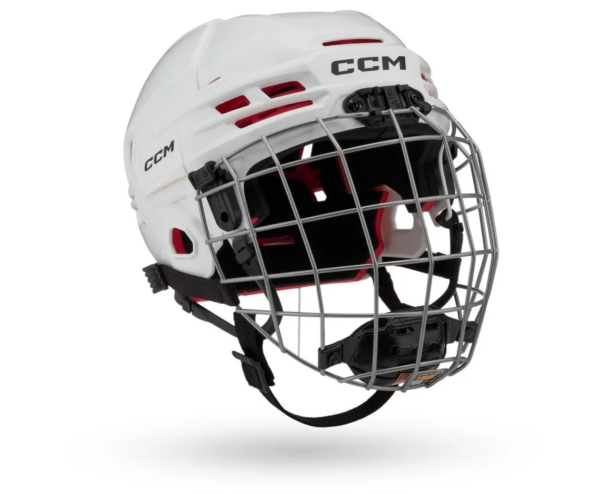 Hockey Helmets With Bars^CCM Hockey Helmet Tacks 70 Combo Yth White